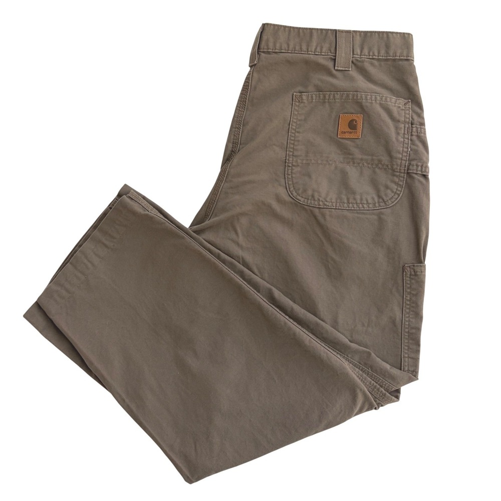 Carhartt B151 LBR Duck Work Dungaree Fit Brown Cotton Canvas Pants Mens 36x28